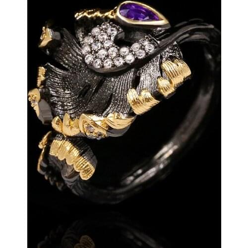 Unique craftsmanship design silver inlaid purple crystal exquisite light luxury ladies engagement wedding banquet ring