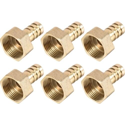Uxcell 6pcs Brass Barb Hose Fitting Connector Adapter 16mm Barbed X G3/4 Female Pipe