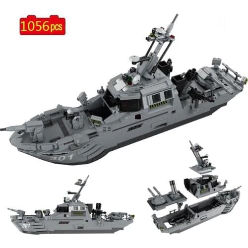 Military Series World War II Multifunctional Coastal Frigate Weapon Accessories DIY Model Building Blocks Bricks Toys Gifts