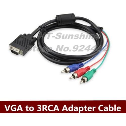 High Quality 1.5m Pure Copper VGA Male to 3RCA Male Cables PC Connection TV HDTV Cable Y/Pb/Pr