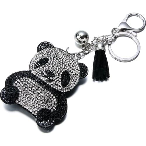 Vivid Aircraft Panda Crystal Keyrings Keychains Purse Bag Pendant Key Chains Holder Rings For Car