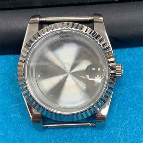 36MM Stainless Steel Watch Case Mineral Glass Mirror Case Cover Shell for 8215/2813/8205/8200 Mechanical Watch Movement