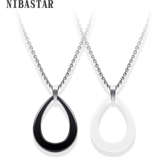 New Arrival Simple Style Heart Shape White Black Ceramic Women Necklace Bijoux Pendant New Fashion Jewelry Classic Cute Gift