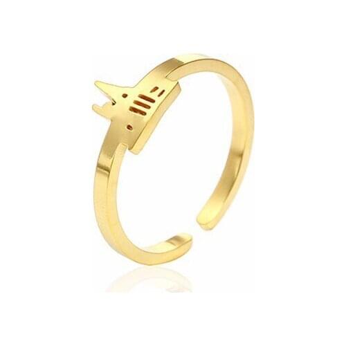 RIR Stainless Steel Gold Round Statue Of Liberty Unique Ring Adjustable Creative New York Women Jewellery Ring