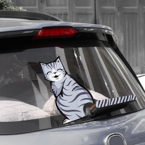1PC Cute Cat Tail Windshield Rear Window Wiper Cartoon Car SUV Decals Sticker Waterproof Funny Auto Stickers Car styling