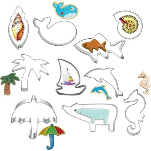 10pcs/set Animal Whale Shark Cookie Cutter Mold 3D Sugar Craft Pastry Biscuit Fondant Cake Baking Mould DIY Decorating Tools