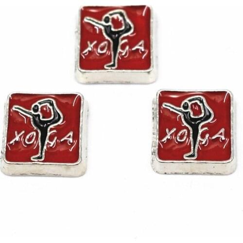 10pcs/lot Sports Charms Enamel Yoga Floating Locket Charms Fit Living Glass Floating Lockets Necklace DIY Jewelry Making