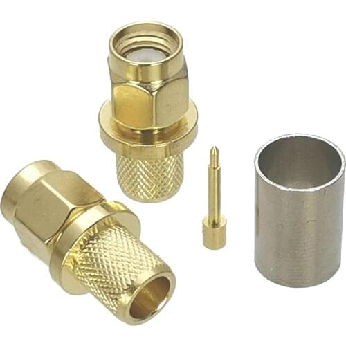 1pce Connector SMA male plug crimp RG5 RG6 5D-FB LMR300 cable straight