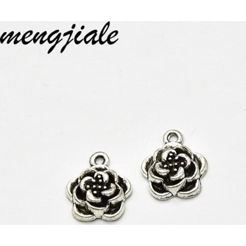20pcs Antique Silver Flower Charms For Jewelry Making Flower pendants DIY Jewelry Findings 15*12mm