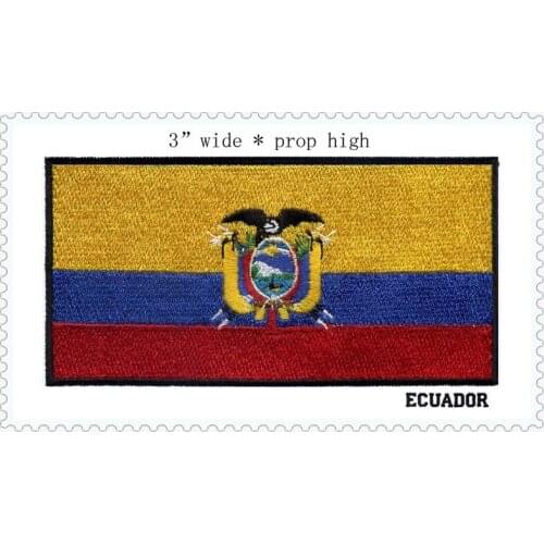 3" wide Embroidery flag patch of ECUADOR iron on sewing