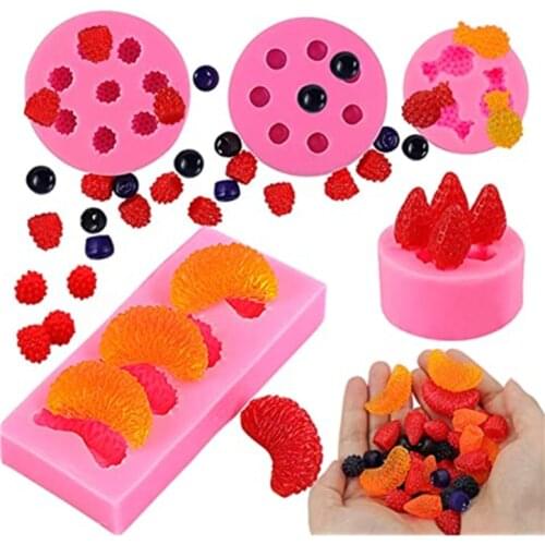 3D Strawberry Candle Silicone Molds Raspberry Blueberry Forms for Fondant Mould Polymer Clay Soap Resin Candle Making Supplies