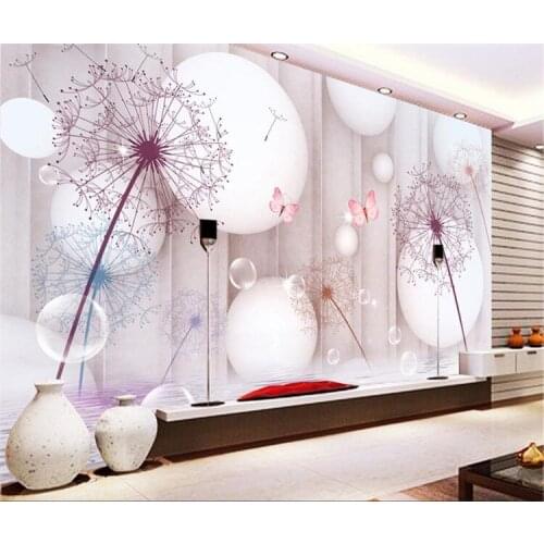 3d stereo living room TV background wallpapers modern simple dandelion film wall murals 5D wall cloth luxury