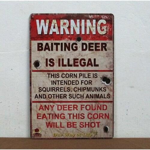 50pcs/lot Metal Sign shabby chic Baiting deer is illegal poster Metal Plaque Vintage Bar Iron painting Retro House Cafe Tin Sign