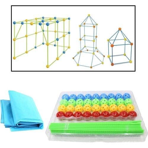 87Pcs Fort House Castles Tunnels Play Rocket Tower Learning Construction Toy