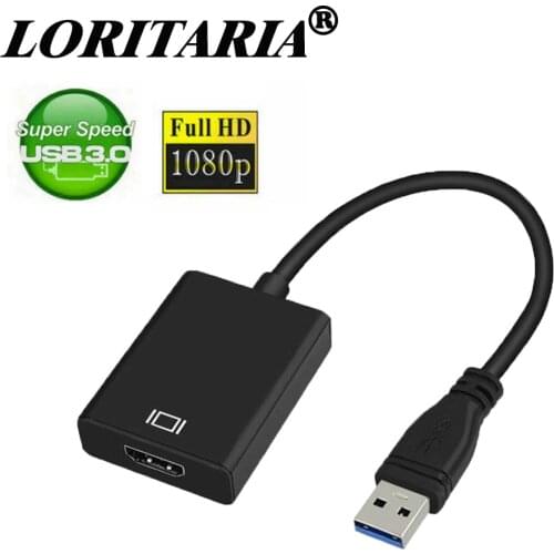 HD 1080P USB 3.0 to HDMI Compatible Adapter External Graphics Card Audio Video Converter Cable for Windows 7/8/10 PC