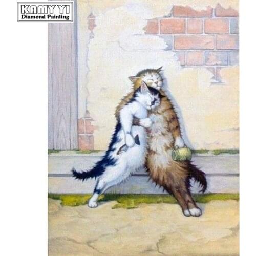 Full Square drill 5D DIY Diamond painting Drunk cat Diamond Embroidery Mosaic Cross Stitch Rhinestone decor HYY