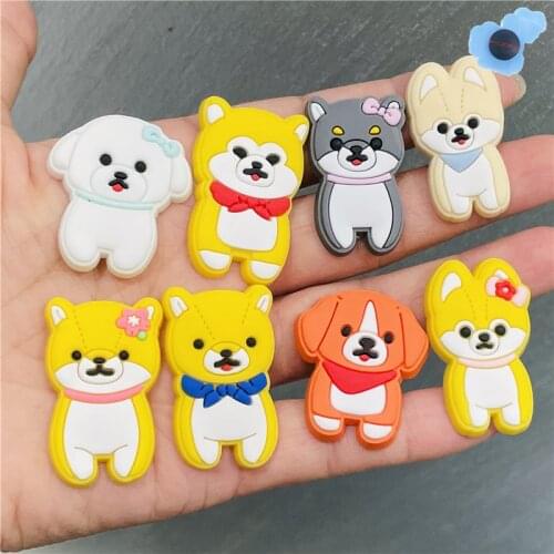 Free Shipping 1Pcs Cartoon Animals Pet Dog Shoe Charms Shoe Decoration Clog Shoe Accessories Girl & Boy Gift Cute Croc Jibz