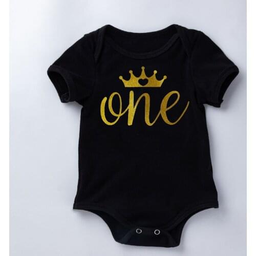 Baby Boys First Birthday Romper Infant Girls First Second Birthday Outfit Crown Number 1 2 Pattern Clothes