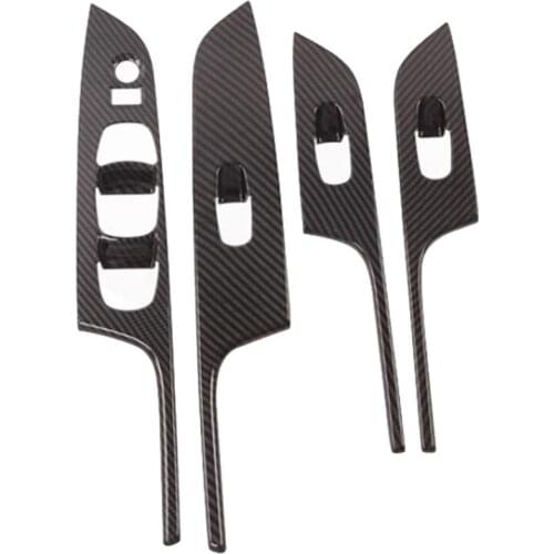 For Nissan Navara NP300 2016-2019 Car Window Glass Lift Switch Button Panel Cover Trim Sticker Accessories,Carbon Fibre