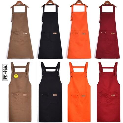 Korean fashion apron custom logo printing cotton waterproof kitchen coffee milk tea shop men and women restaurant work clothes