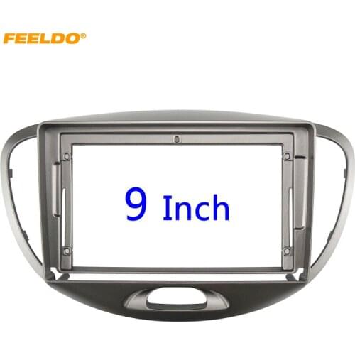 FEELDO Car Stereo 9" Big Screen Fascia Frame Adapter For Hyundai I-10 2Din DVD Player Dash Audio Fitting Panel Frame Kit #HQ6617