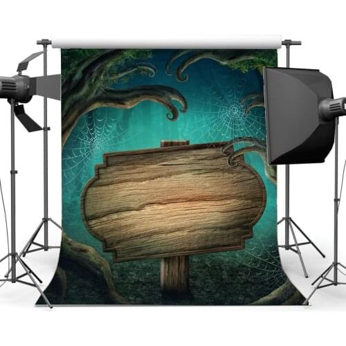 Photography Backdrops Halloween Horror Night Mysterious Forest Old Tree Wood Spider Web Masquerade Portraits Photo Background