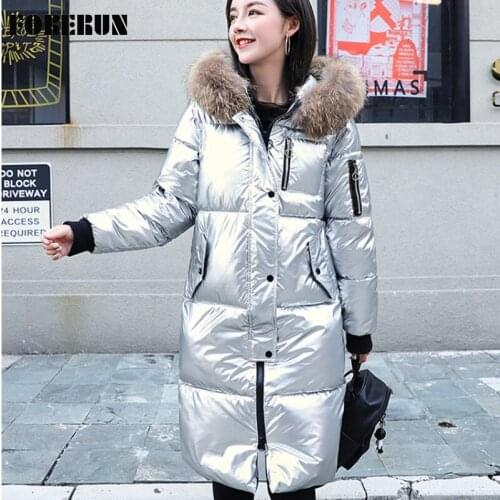 FORERUN Women's Parkas With Natural Fur