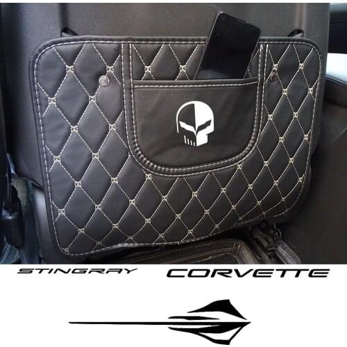 PU leather anti-child kick pad car anti-mud pad with storage bag For Chevrolet Corvette c3 c4 c5 c6 c7 Stingray car sticker
