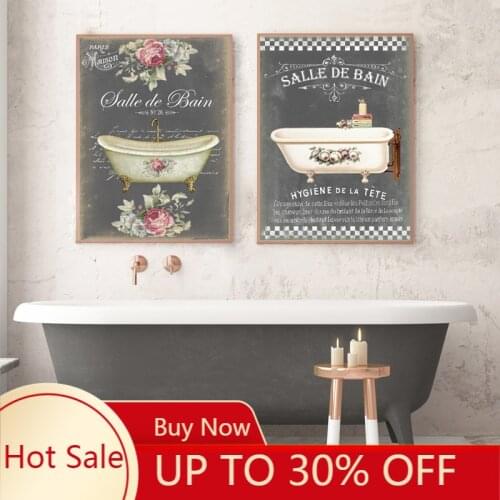 Canvas painting French Bathroom Decoration Vintage Posters poster decorations 2021 paintings on the wall Room Decor