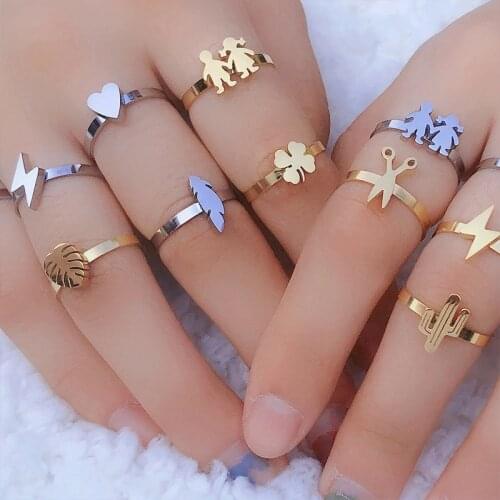 Ring Pattern Woman Stainless Steel Ring Womens Rings Jewelry Adjustable Female Ring Women Charm Joint Ring Fashion Jewelry Gift