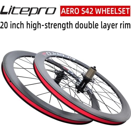 Litepro S42 AERO Folding Bike 20 Inch 406/451 V Disc Brake 11 Speed Wheelset 4 Sealed Bearing Alloy Wheels BMX Bicycle Rims