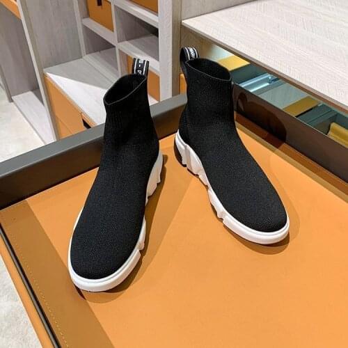 Black Elastic Kint Sock Shoes Woman Mesh 2021Spring Female Platform Sneakers Women Hip Hop Femme Basket Shoes