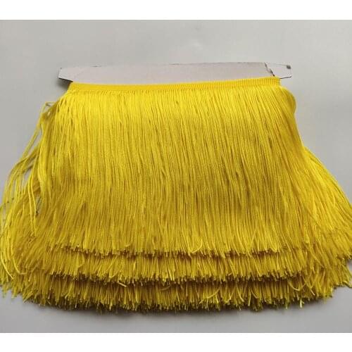 15CM Long 1 Meters Yellow Lace Fringe Trim Polyester Tassel Fringe Trimming For Dress Stage Garment Curtain Accessories