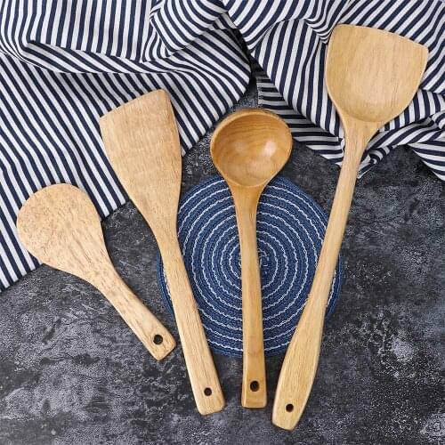 Kitchen Utensil Wooden Shovel Pan Rice Spoon for Non-stick Cooking Tool Wooden Spatula Kitchen Accessories Spoon Spatula Kit