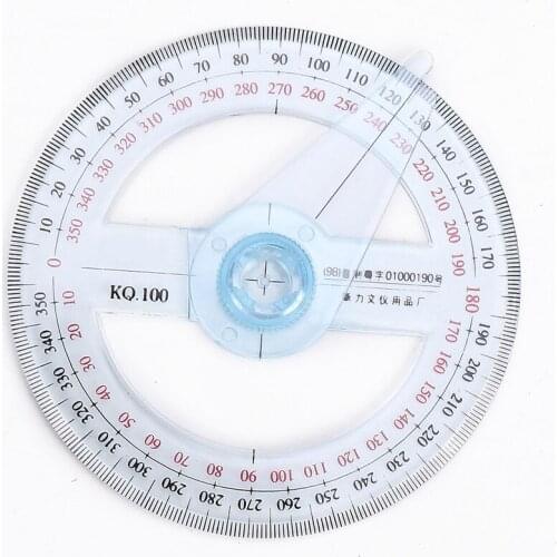 1pc Patchwork Ruler Diameter 10cm Plastic 360 Degree Pointer Protractor Ruler Angle Finder Swing Arm for School Office Supplies