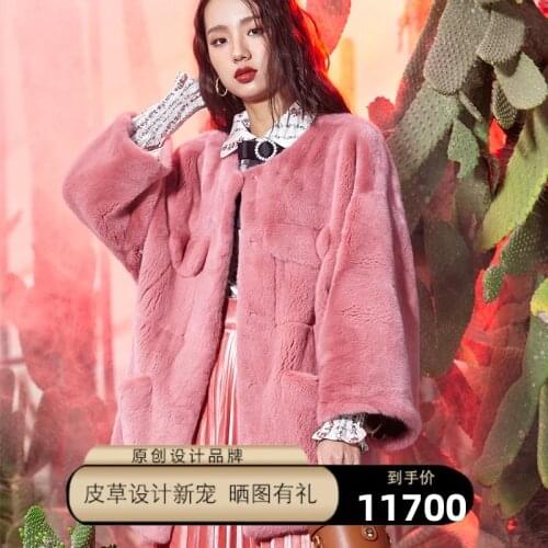 Besfunny fur 2020 New Years tooling mink whole mink medium length round neck mink coat womens coat