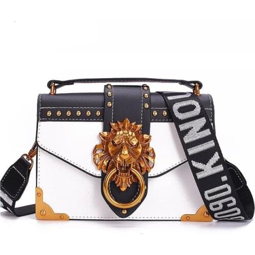 Fashion Metal Lion Head Mini Small Square Pack Shoulder Bag Crossbody Package Clutch Women Designer Wallet Handbags Bolsos Mujer