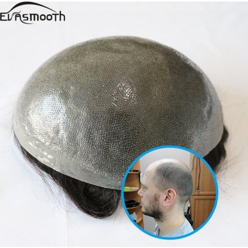 0.12mm Skin Base Men Toupee Real Human Hair Full Pu V loopMen Wig Invisible Knot Natural Hairline Man Toupee Replacement System