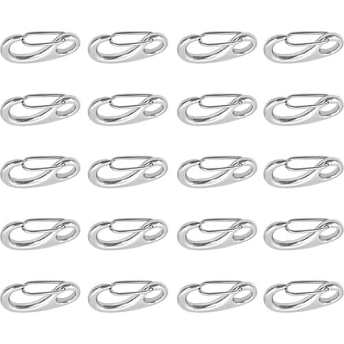 20-Pack Carabiner Spring Snap Hook Clip - Marine Grade 316 Stainless Steel