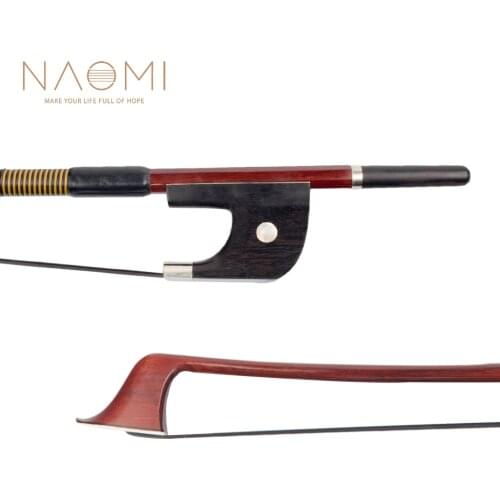 NAOMI German Style 4/4 Double Bass Bow Brazilwood Bow Ebony Frog W/ Paris Eye Inlay Black Mongolia Horsehair Bow