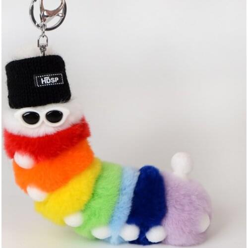 Fluffy Key Chain Accessories Plush Cute Key Chain Animal Fur Keychain Pom Pom Real Fur Keychain Ring 2021 New Arrival Fashion