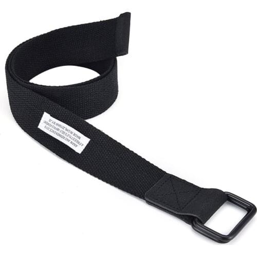 Hot selling Men canvas belt Trend solid color Men and Women Double ring buckle belt outdoor casual cowboy pants belt 110-130cm