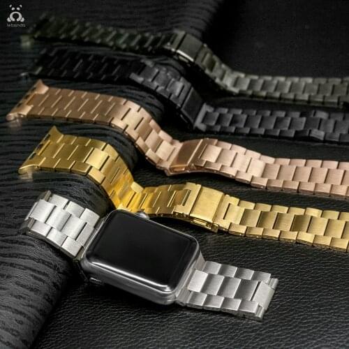 Lebanda strap suitable for Apple Watch series 6SE5 4 3 2 1new thin style 3 row stainless steel classic bracelet strap for iWatch
