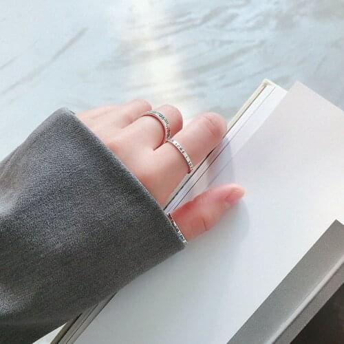 S925 Retro Ring Sterling Silver Color Ring Greek Classical Letter Text Ring Ladies Party Gift Fashion Popular Adjustable Jewelry