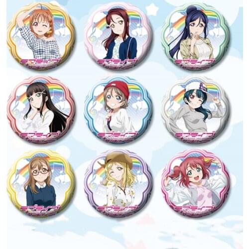 Love Live Sunshine Aqours 58mm Cute Badges High School Girl Brooch Badges Icons