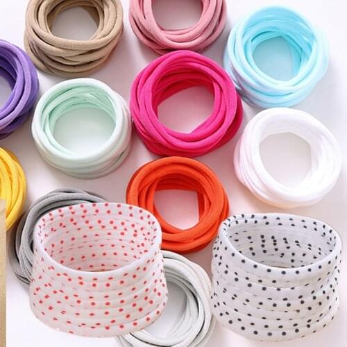 12pcs Dot Print Nylon Turban for Baby Headband Headwear Girls Boys Headbands Nude High Elastic Hairbands Children Color Headwrap