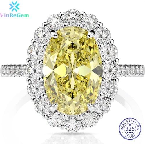 Vinregem 100% 925 Sterling Silver 10*10 MM Created Moissanite Gemstone Fine Jewelry Wedding Engagement Ring For Women Wholesale