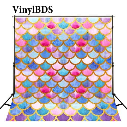 VinylBDS 5x7ft Kids Birthday Mermaid Photography Backdrops Color Princess Newborn Baby Fairy Backdrops for Photo Studio
