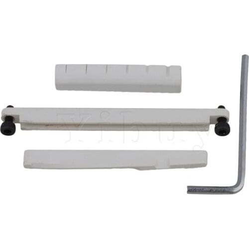 Yibuy 80x10mm Adjustable Bridge Saddle and 43x8mm Slotted Nut for Guitar