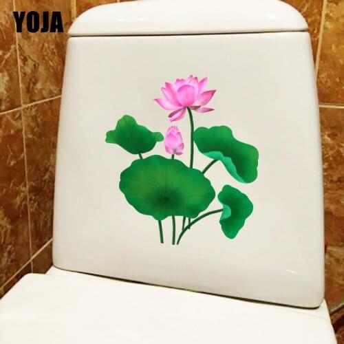 YOJA 20.5*22.5CM Fresh Lotus Bathroom Toilet Seat Stickers Home Room Wall Decoration T1-0459